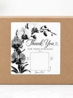 Orchid Flower Thank You QR Code Stickers-100ct.
